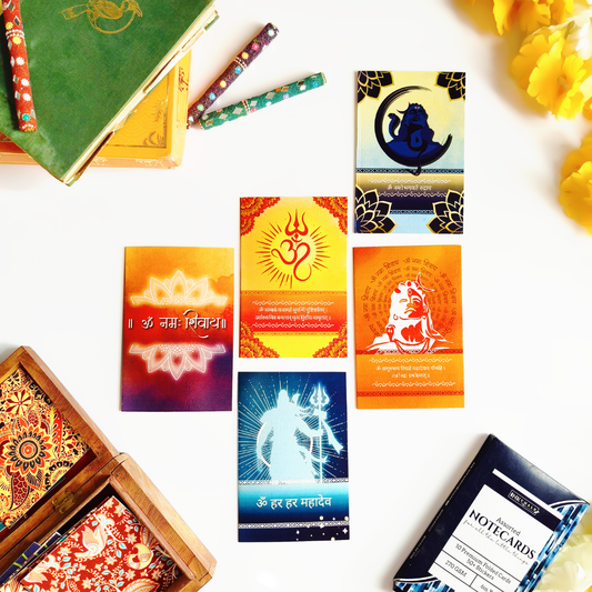 INKCHALK Shiva Mantra | Set of 10 (6x4in) Folded Note Cards | 50+ Stickers