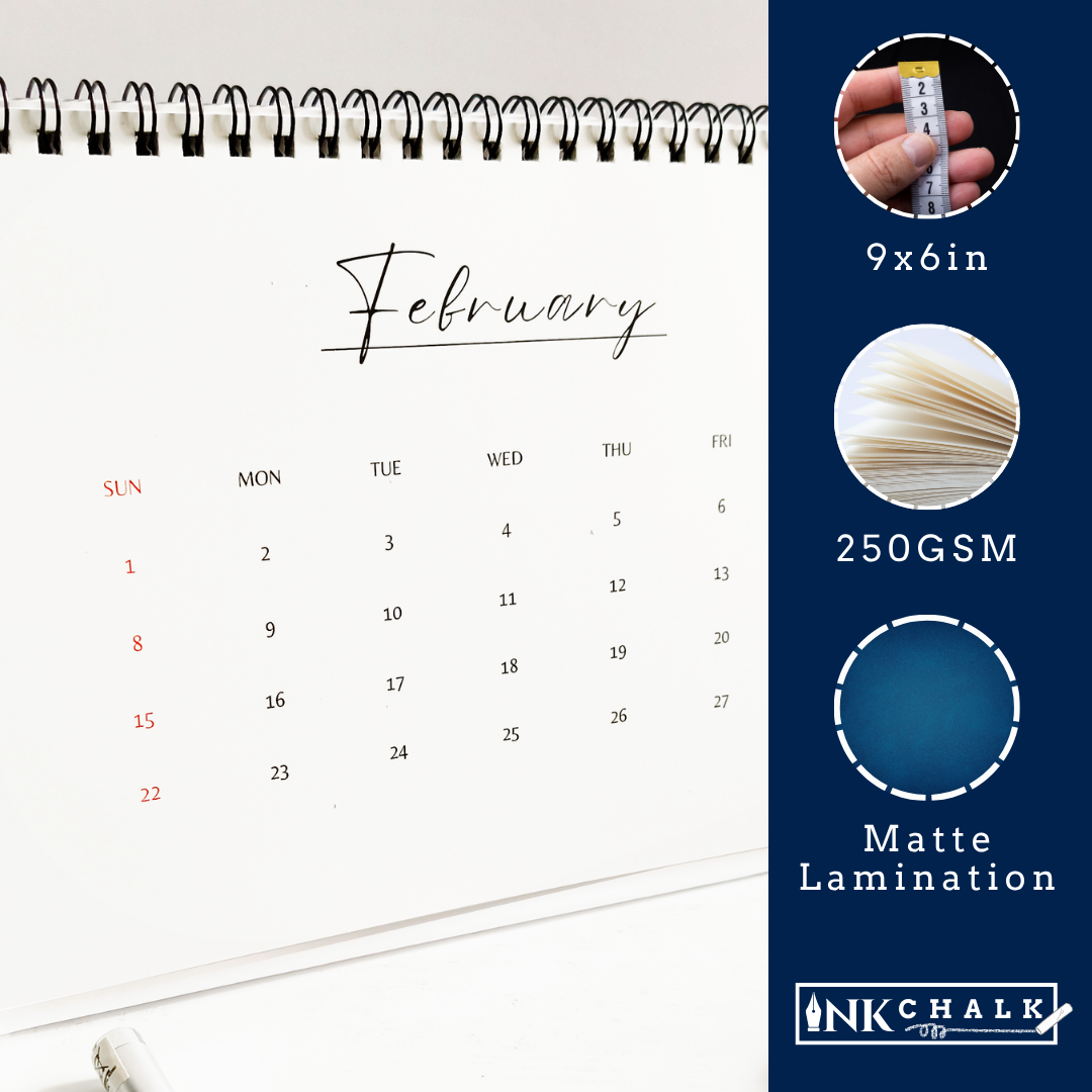 INKCHALK InkChalk White Minimal Aesthetic | 2026 Flip Table Calendar