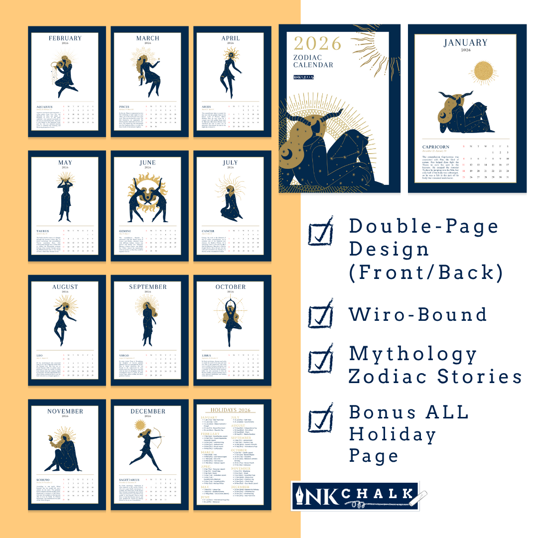 INKCHALK InkChalk Zodiac 2026 | Mini Hanging Calendar